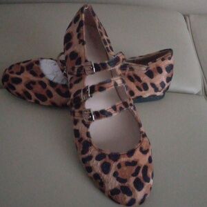 Leopard Print Girls' Mary Jane Flats - Brown Size 39